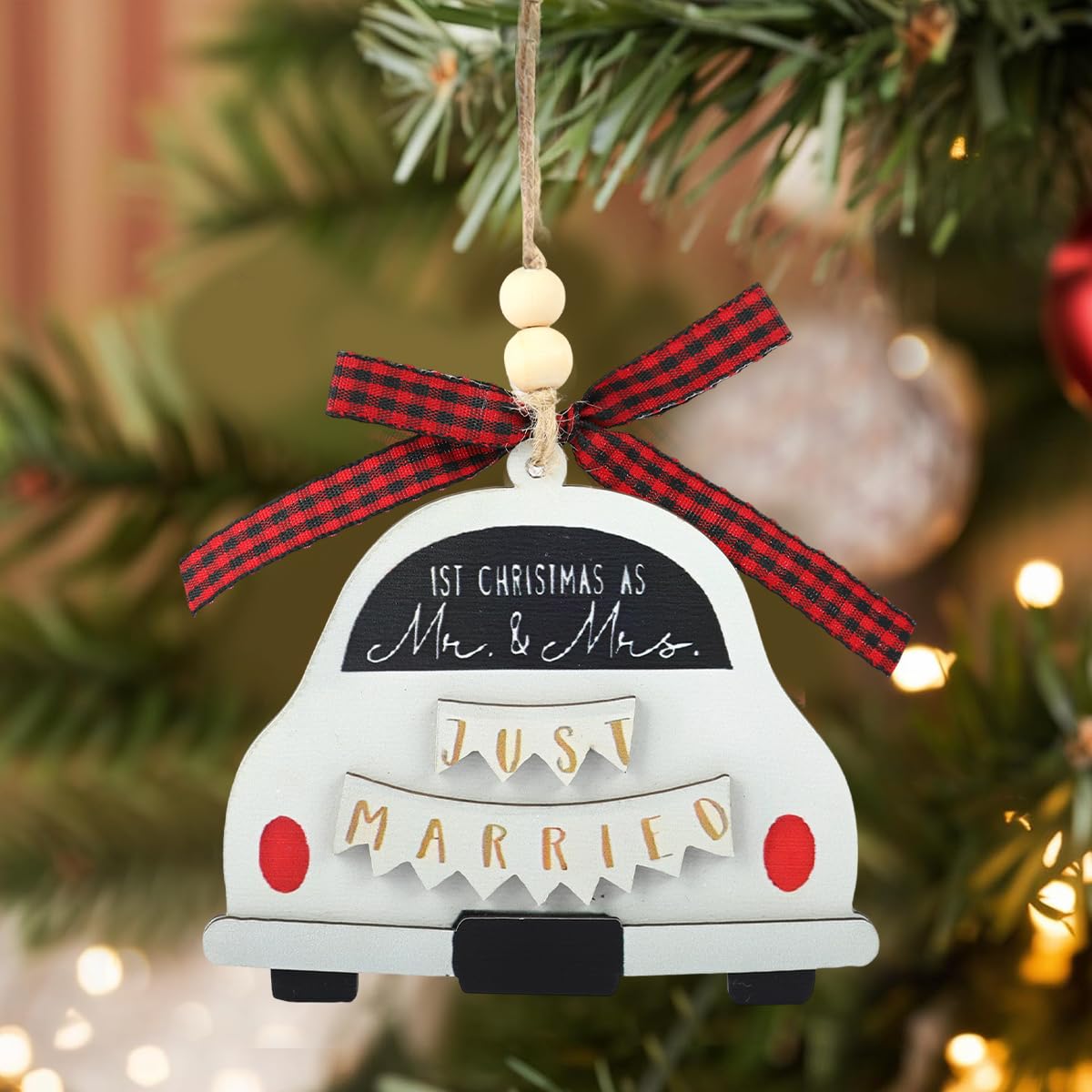 HASTHIP Wedding Gifts for Couples featuring Wooden Hanging Ornament with Just Married Design | Bridal Shower and Anniversary Decoration