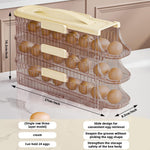 HASTHIP Egg Holder for Fridge with Automatic Rolling 3 Tiers and Removable Clear Tray