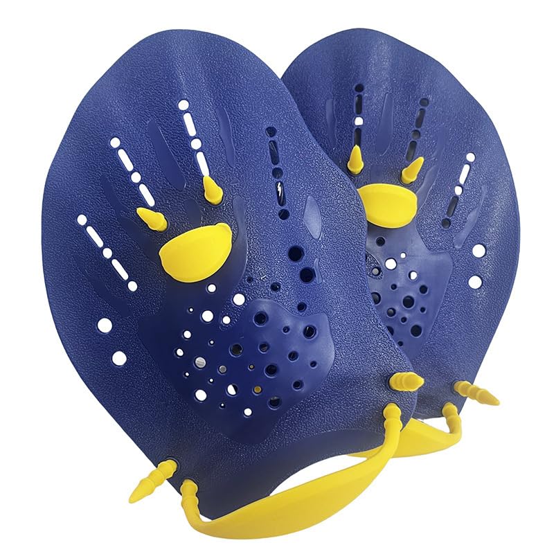 HASTHIP® Paletas de Natación para Adultos y Niños (1 Par),Manoplas Aletas de Mano Ajustables,Entrenamiento Natación,Mejora Técnica y Fuerza Accesorios Resistentes Piscina Negro-S