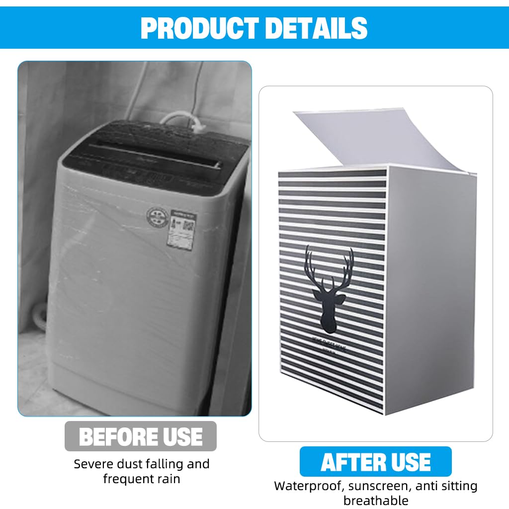 HASTHIP Washing Machine Cover for Top Load Washers with Zipper Access 56x60x83cm | Black Dustproof PEVA
