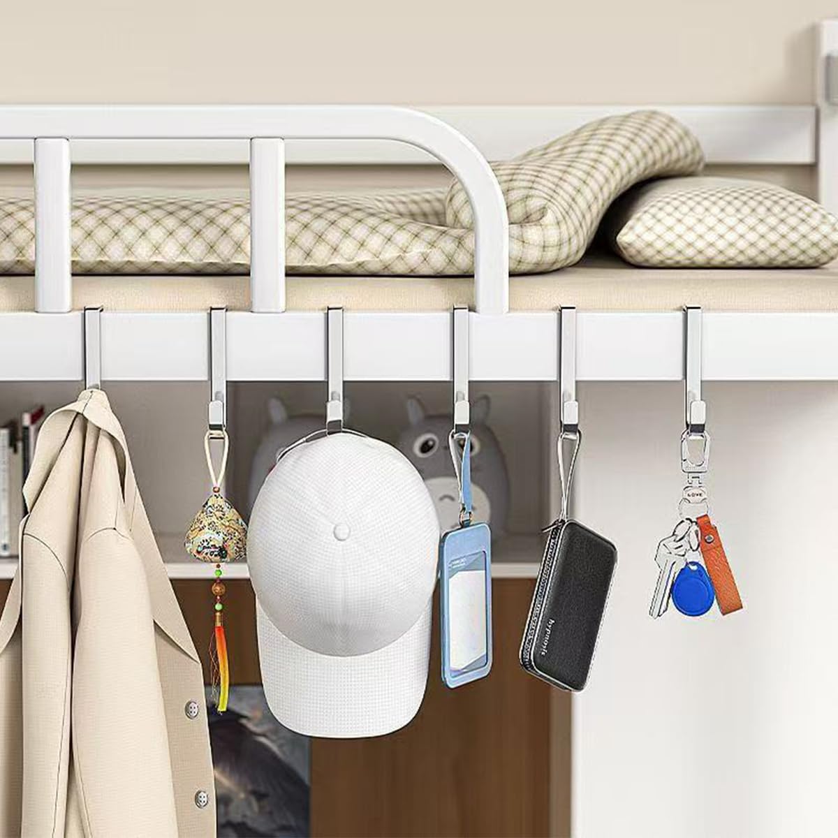 HASTHIP Door Hooks for Over Door Storage featuring Twin Hooks and Stainless Steel Organizer | 4Pcs No Drill Design