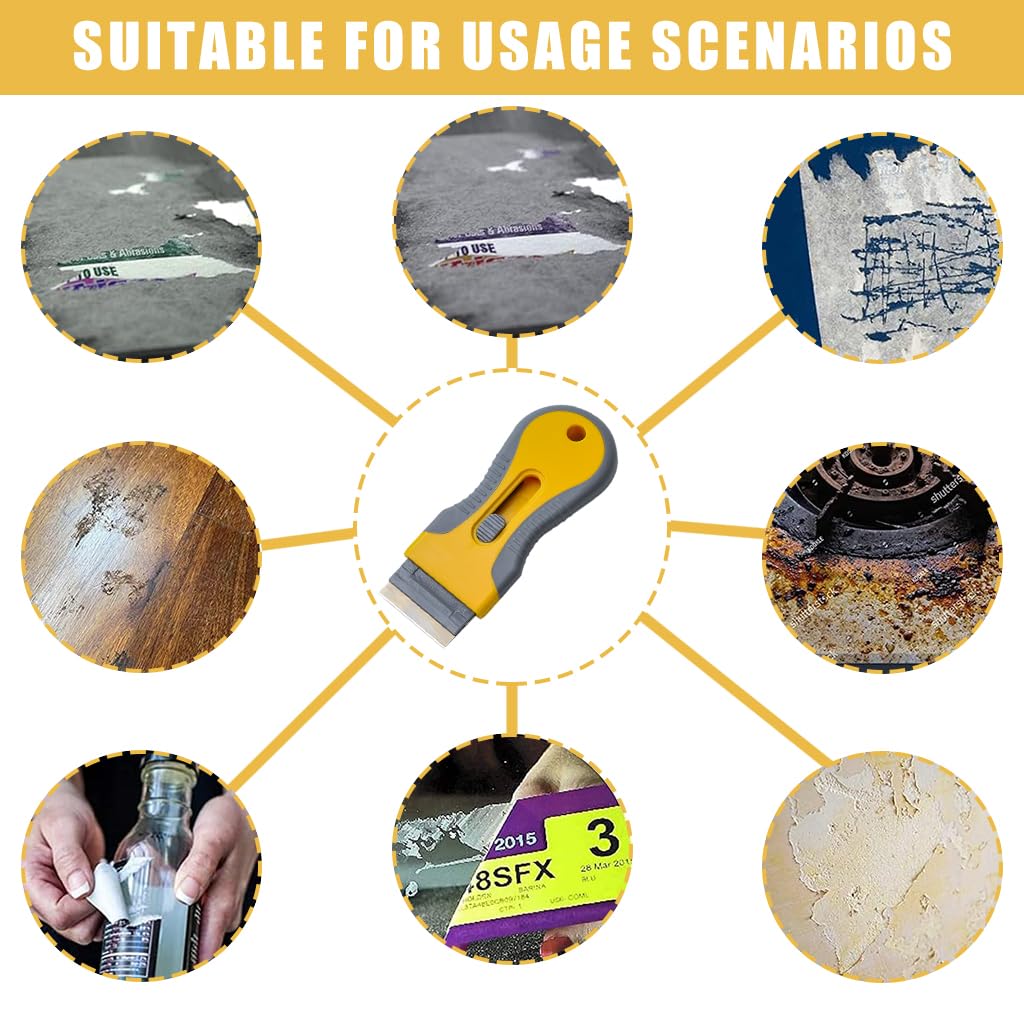 HASTHIP Retractable Metal Scraper for Stain and Glue Removal with 15 Blades | Ergonomic Safe Design