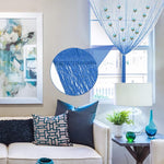 HASTHIP Thread Curtain for Doorway and Window Decor featuring 3.3ft x 6.6ft Blue Flower Strings | Polyester Partition Panel