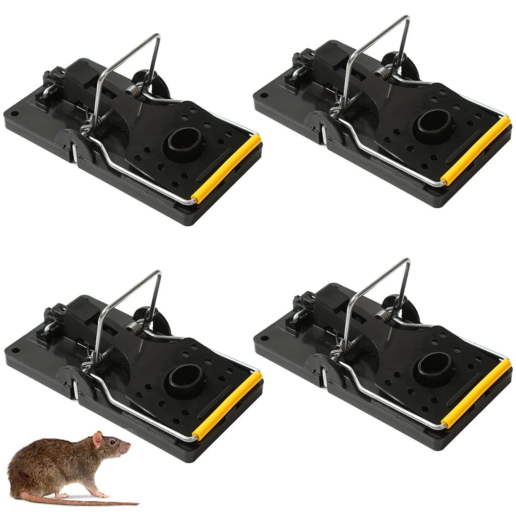 4Pcs Rat Traps House Garden Patio, Reusable Mouse Traps for Mice, Rats, Chipmunks, Squirrels, Hamsters and Other Rodents, Quickly Slam Rat Killer for Indoor and Outdoor (Large)