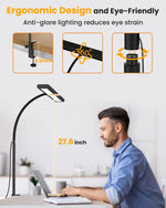 HASTHIP® 3-Color LED Table Lamp for Study Room, 15.7'' Study Lamp with Flexible Gooseneck USB Wired Desk Light with 10-Level Dimming Aluminum Alloy Lamp Light for Study, Office
