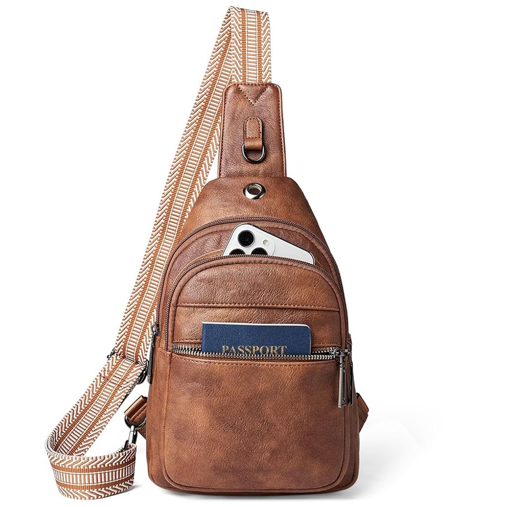 HASTHIP® Sling Bag For Women Men Crossbody Shoulder Tote Blet Bags Backpack Fanny Pack Travel Purse Faux Leather