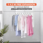 HASTHIP Wall Clothesline for Indoor and Outdoor Use with 4.6 Yard Dual Row Stainless Steel Rope | Retractable Metal Aluminum Housing
