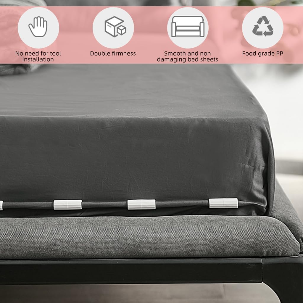 HASTHIP Bed Sheet Retainer Clips 6Pcs for All Bed Sizes with No Slip L Shape Fasteners | Invisible Edge Holders