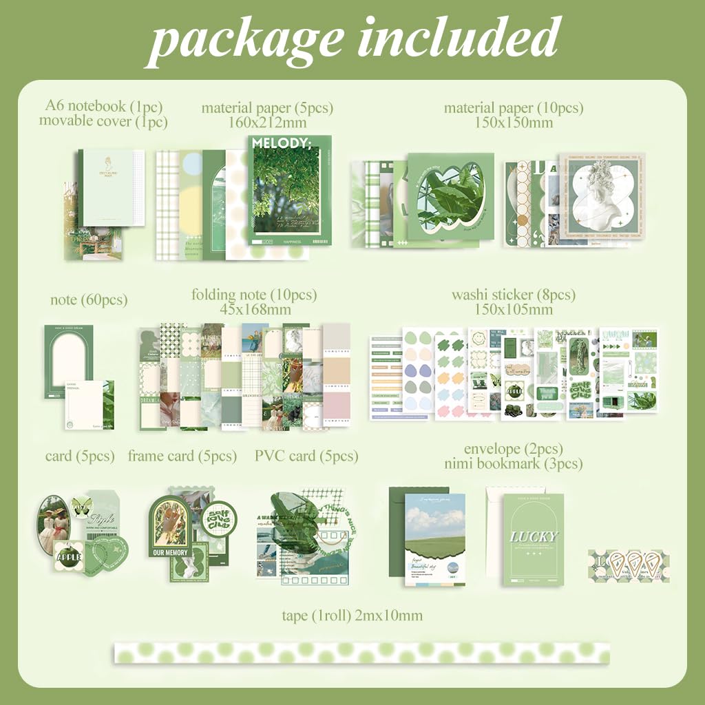 HASTHIP Vintage Paper Scrapbook Kit for Journaling with A6 Notebook and 60 Note Sheets | Portable Gift Set