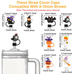 HASTHIP Silicone Straw Caps for Halloween Drinks with 8 Cute Designs 10mm Fit | Dustproof Tip Covers