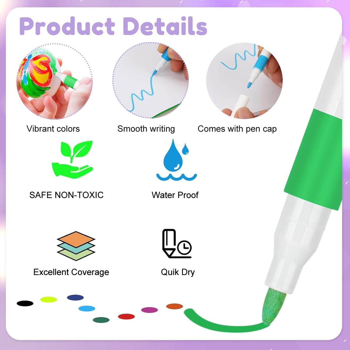 HASTHIP Acrylic Markers Set for DIY Painting with 36 Colors and Kuromi Zipper Pouch | Quick Dry Ink