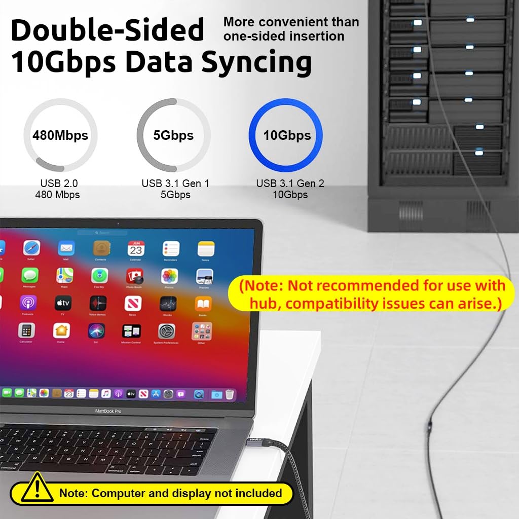 HASTHIP® Cable de Extensión USB C 3.3ft, USB Tipo C Macho a Hembra 3.2 Gen 2 10Gbps, 100W PD Carga Rápida, 4K 60Hz Video, Compatible con MacBook, iPad, iPhone, Steam Deck