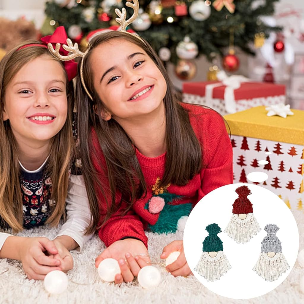 HASTHIP DIY Santa Claus Kit for Christmas Tree Decor featuring Macrame Tools and Yarn 6 Set