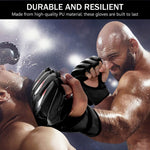 HASTHIP® Boxing Gloves Black Print MMA Gloves with Adjustable Wristband, Breathable Fingerless MMA Gloves for Boxing, Muay Thai and Sparring Sessions, Punching Gloves