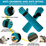 HASTHIP® Animal Handling Gloves 23.6'' Long Leather Bite & Scratch Resistant Gauntlet, Heat & Puncture Proof Safety Gloves for Dog Cat Bird Reptile Snake Falcon Welding BBQ Fireplace Use