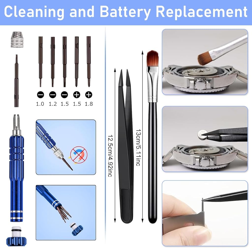 HASTHIP® Watch Repair Tool Kit, Tool Kit for Watch Strap with Carrying  Case, Battery Replacement Kit, Case Opener Spring Bars, Band Link Pin Set  with