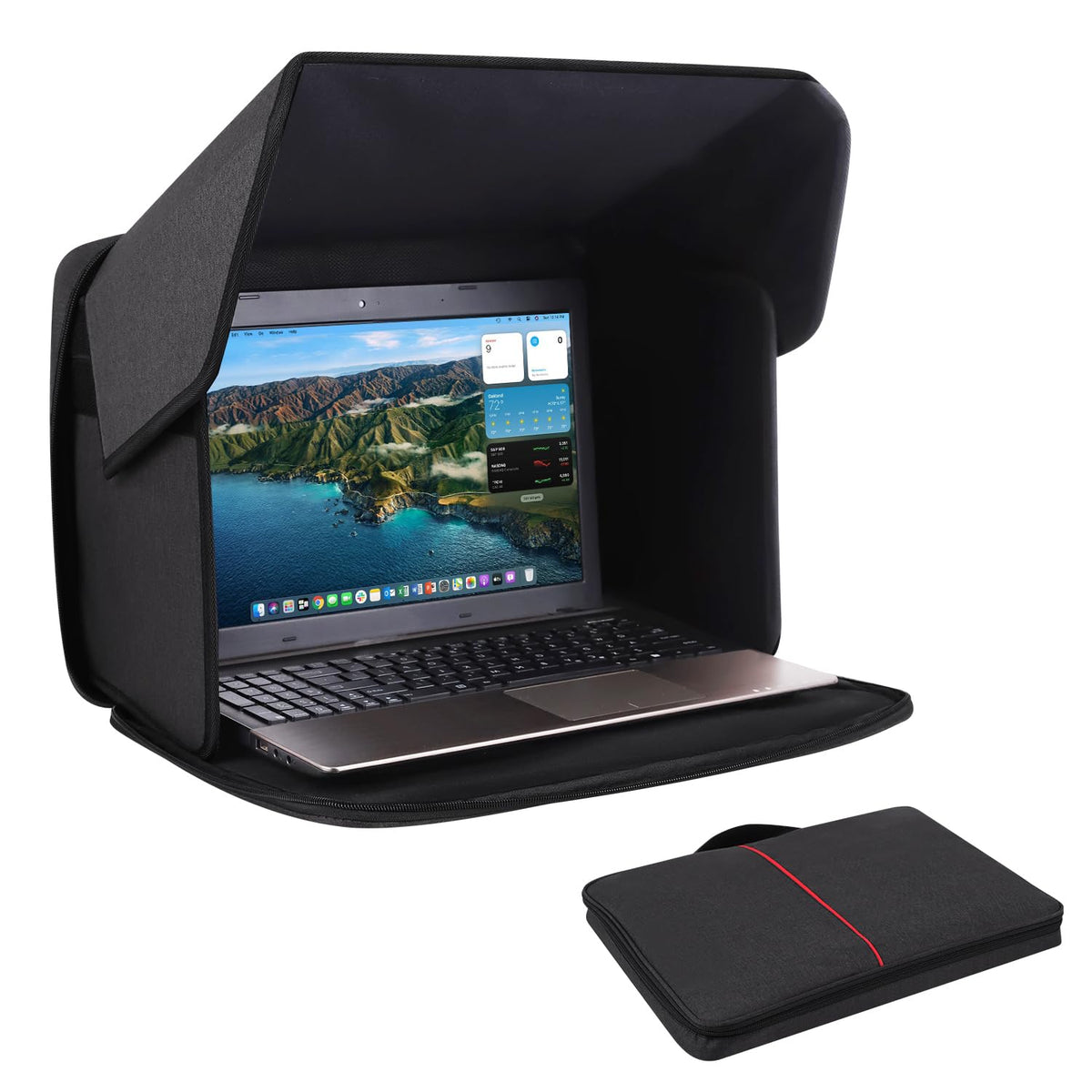 HASTHIP® ZORBES 12-14" Laptop Sun Shade Privacy Hood, Folding Portable Screen Glare Protector, Outdoor Work Privacy Cover for Laptops, Water-Resistant Polyester Protective Laptop Cover Hood
