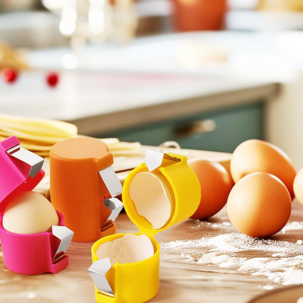 HASTHIP Egg Cracker Tool for Easy Egg Opening with Dual Hemispheric Chambers | 3pc Set