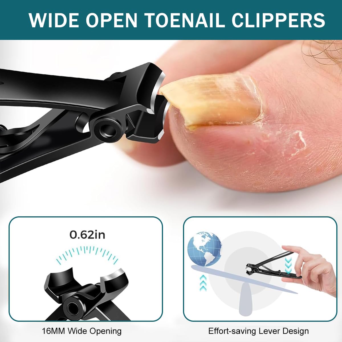 HASTHIP 5-Piece Ingrown Toenail Clipper Set, Stainless Steel Nail Care Tools