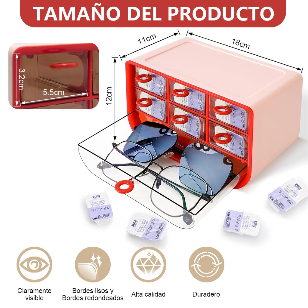 HASTHIP Desktop Storage Box for Office and Home with 3 Tier Compartments and Clear Windows | 180x110x120mm Multifunctional Organizer