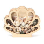HASTHIP® Seashell Display Box Wooden Seashell Holder with Acrylic Panel Storage Box for Shells Sea Glass Small Starfish Shark Tooth Collection Home Decor Christmas Gift Birthday Present-Brown