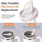 HASTHIP Lids for Stanley Cup 40oz Replacement Set with Folding Straw Seal Tight Design | White and Green