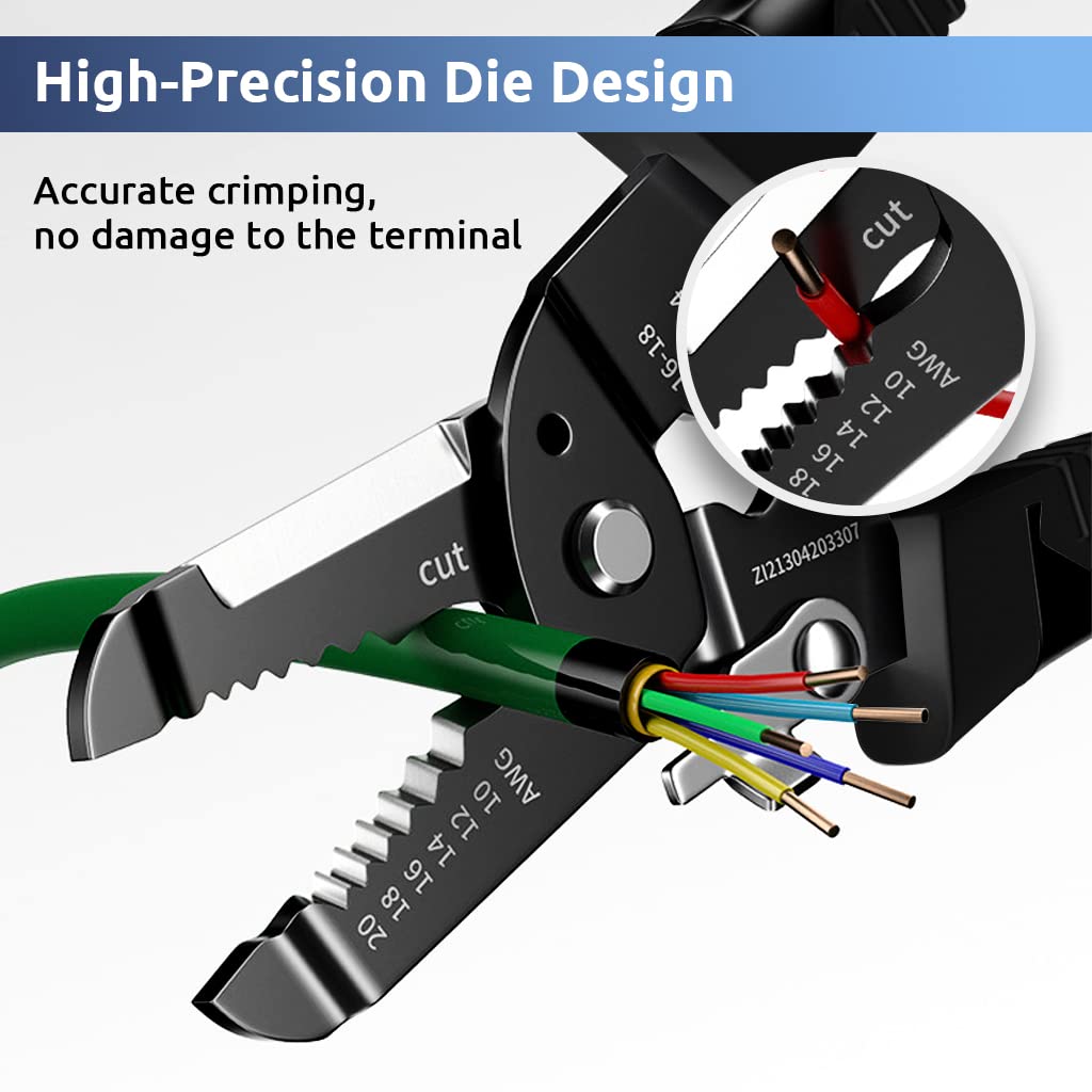 Multipurpose Wire Cutter and Stripper Tool Durable Carbon Steel Ergonomic Grip 10-22 AWG for Electricians & DIY with Safety Lock Crimping & Cutting Functions