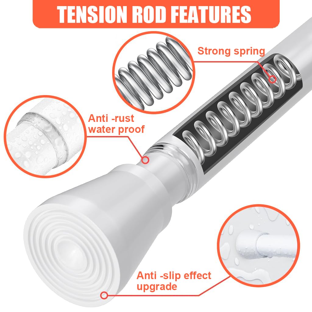 HASTHIP Retractable Curtain Rod for Windows featuring Anti Slip Support and 28.7–43 in Metal Design