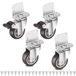 HASTHIP® L-Shaped Caster Wheels, 1 Inch L-Shaped Small Rubber Casters Set of 4, 360 Degree Plate Swivel Castors Wheel, Casters Wheels for Furniture, Swivel Furniture Casters, Load 200lbs