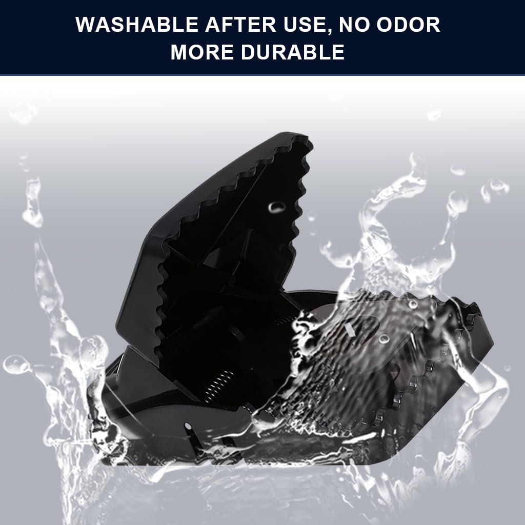 HASTHIP Mouse Traps 4 Pcs Reusable Set for Home and Kitchen with Quick Snap Catch | Strong Serrated Clip Teeth