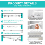 HASTHIP Retractable Curtain Rod for Windows and Doors with Wall Hooks 32.6–59 in White