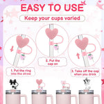 HASTHIP Straw Cover Cap for 10mm Straws with Anti Slip Grip & Cute Charms | 4 Pcs Dustproof Tumbler Lid