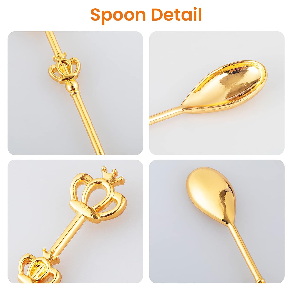 HASTHIP Mini Crown Spoon Set for Coffee and Dessert with Golden Plated Zinc Alloy Design | Gift Box