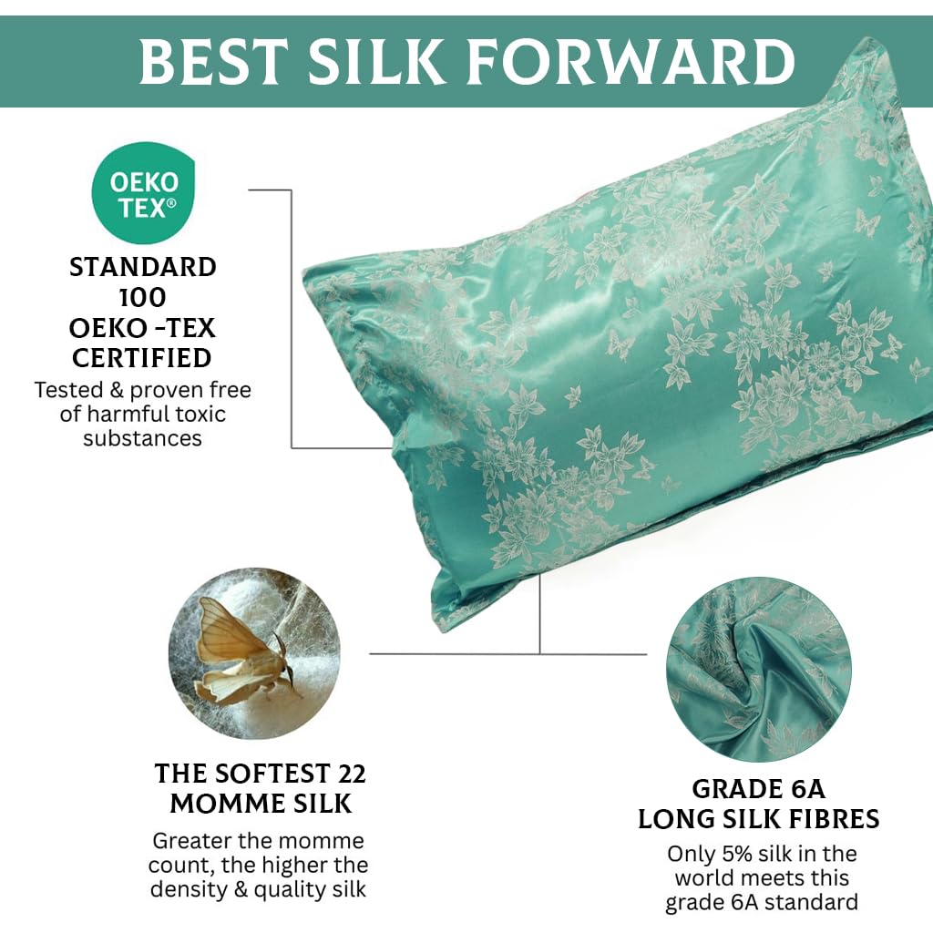 HASTHIP Silk Pillow Cover for Hair and Skin Care with 22 Momme Mulberry Silk 18×29 in | Gift Set