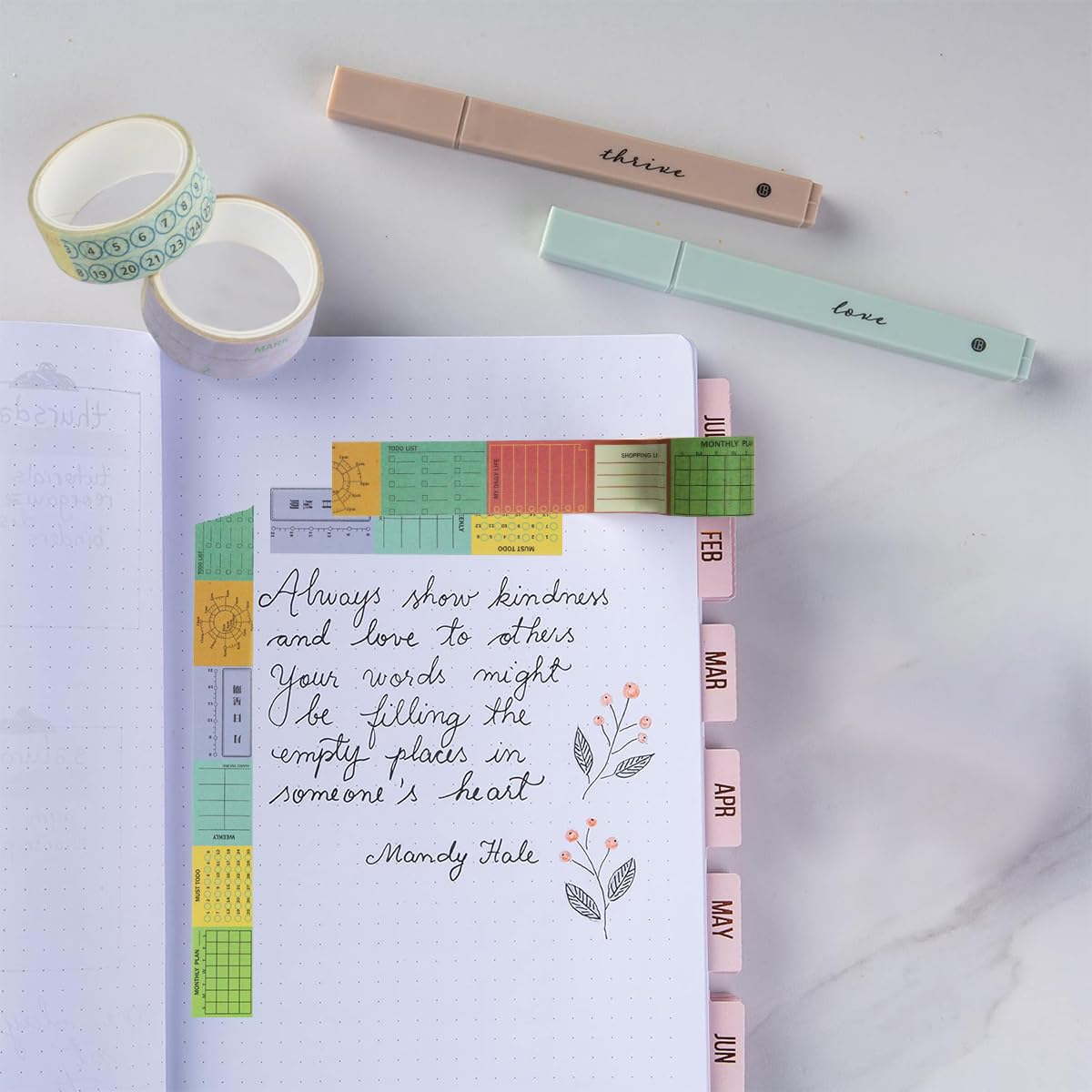 HASTHIP Washi Tape Set for Journaling and Scrapbooking featuring 4 Colorful Rolls | Planner Decoration