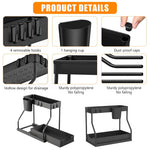 HASTHIP Double Layer Kitchen Organizer for Small Kitchens with Sliding Drawer Rack and Hooks