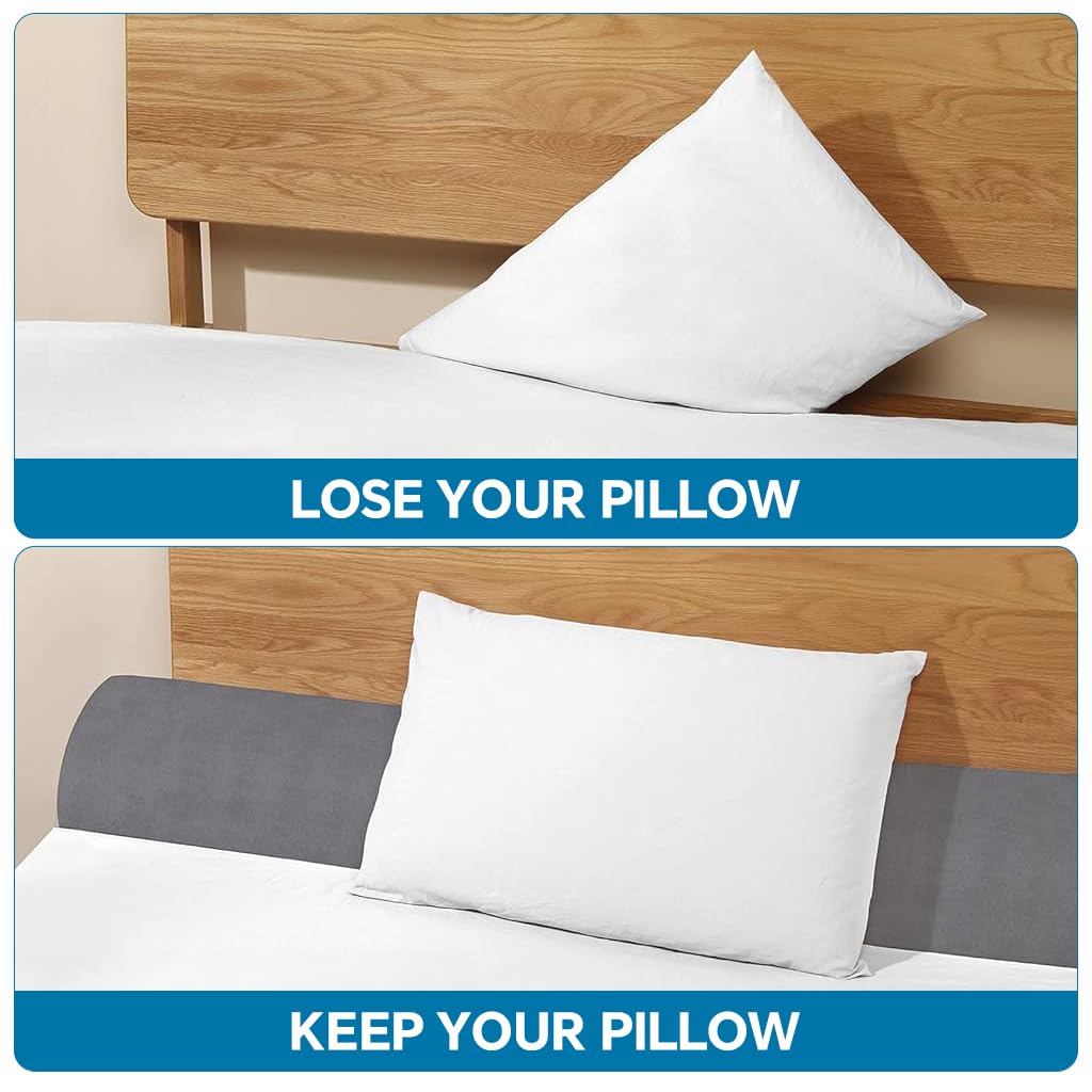HASTHIP Headboard Cushion for Bed with Side Phone Pocket 39 x 10 x 6 in Grey Foam | Gap Cover Pillow for Comfortable Support