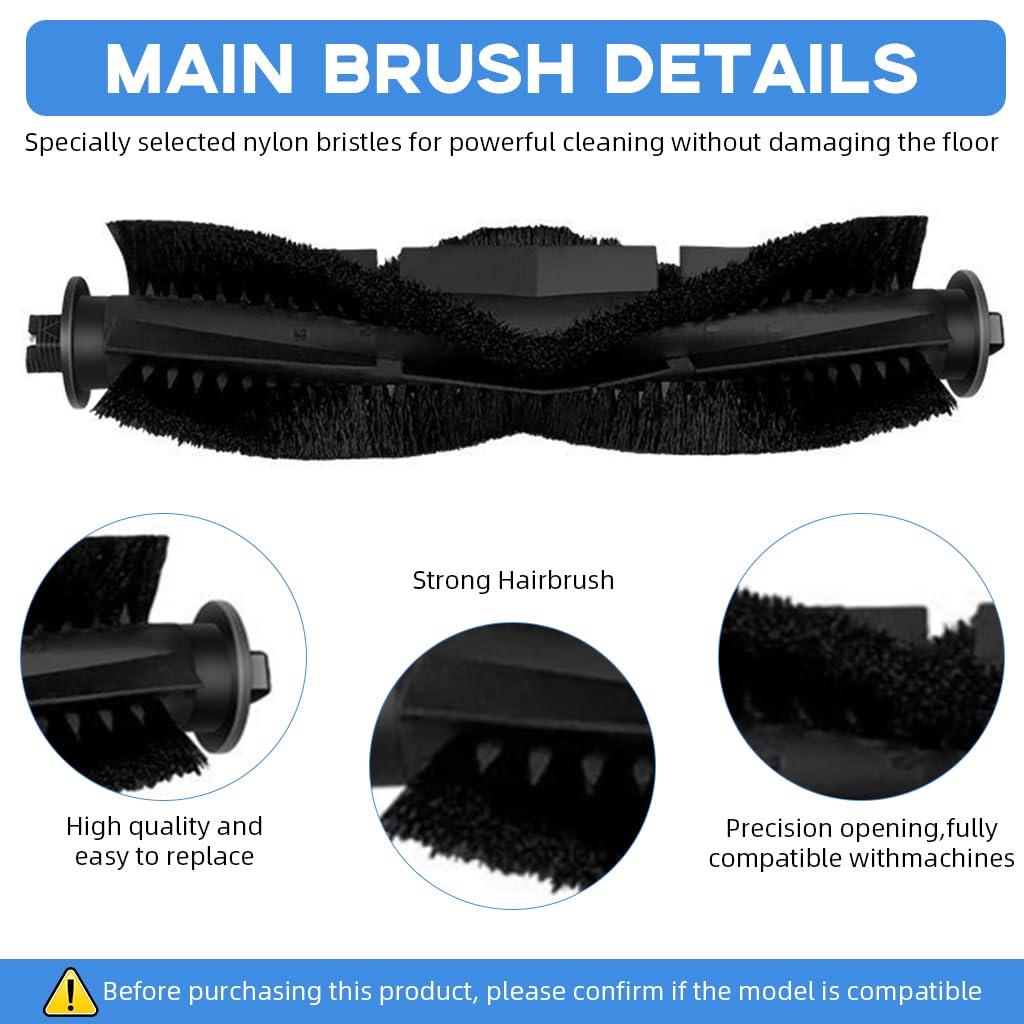 HASTHIP Replacement Vacuum Cleaner Accessories for AGARO Alpha with 9 Piece Set | Includes Main and Side Brushes Filters and Mop Cloth