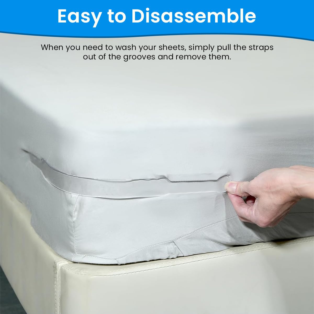 HASTHIP Fitted Sheet Fasteners Set for Secure Bed Corners with Curved Clamp Design Pack of 4