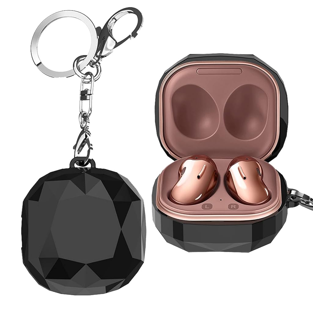 HASTHIP® Fashion Hard Protective Case for Samsung Galaxy Buds 2/Pro/Live,Shockproof Diamond Geometric PC Cover,Separate Pieces Design with Keychain for Men Women Full Protection Not Galaxy
