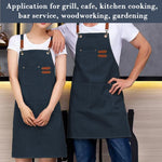 HASTHIP Canvas Work Apron for Kitchen and Workshop with Metal Eyelets and Multi Pockets | Dark Blue Adjustable Tie Back