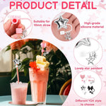 HASTHIP Straw Cover Cap for 10mm Straws with Anti Slip Grip & Cute Charms | 4 Pcs Dustproof Tumbler Lid