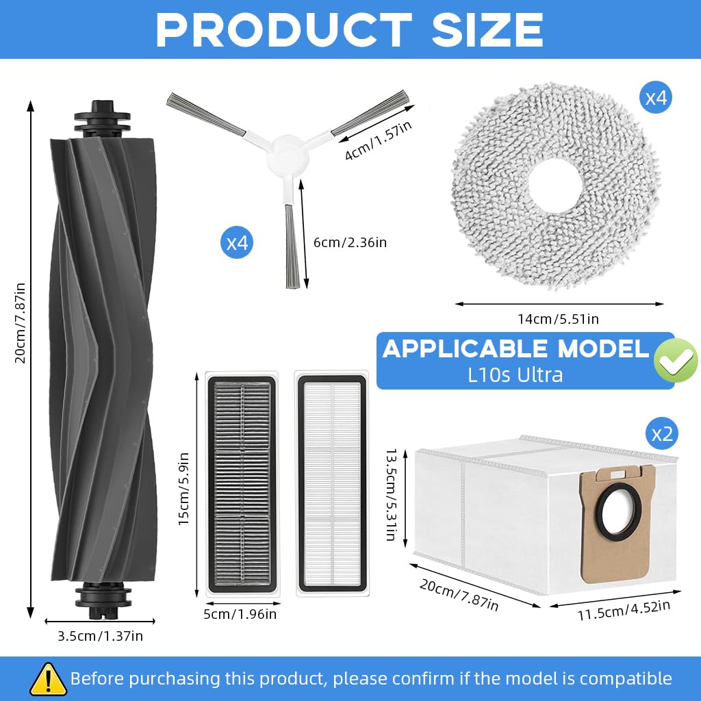 HASTHIP Replacement Parts for Dreame L10s Ultra Vacuum | 13pcs Set with Brushes Filters Mops