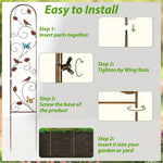 HASTHIP Garden Trellis for Climbing Plants 28cm x 153cm featuring Butterfly and Bird Cast Iron Design