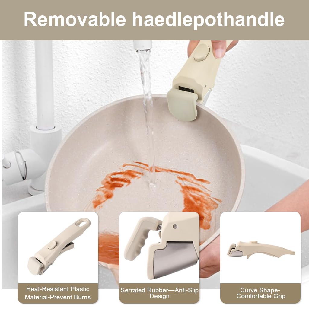 HASTHIP Secure Anti Slip Handle for Handleless Cookware featuring Squeeze to Lock Grip | Heat Resistant One Button Release