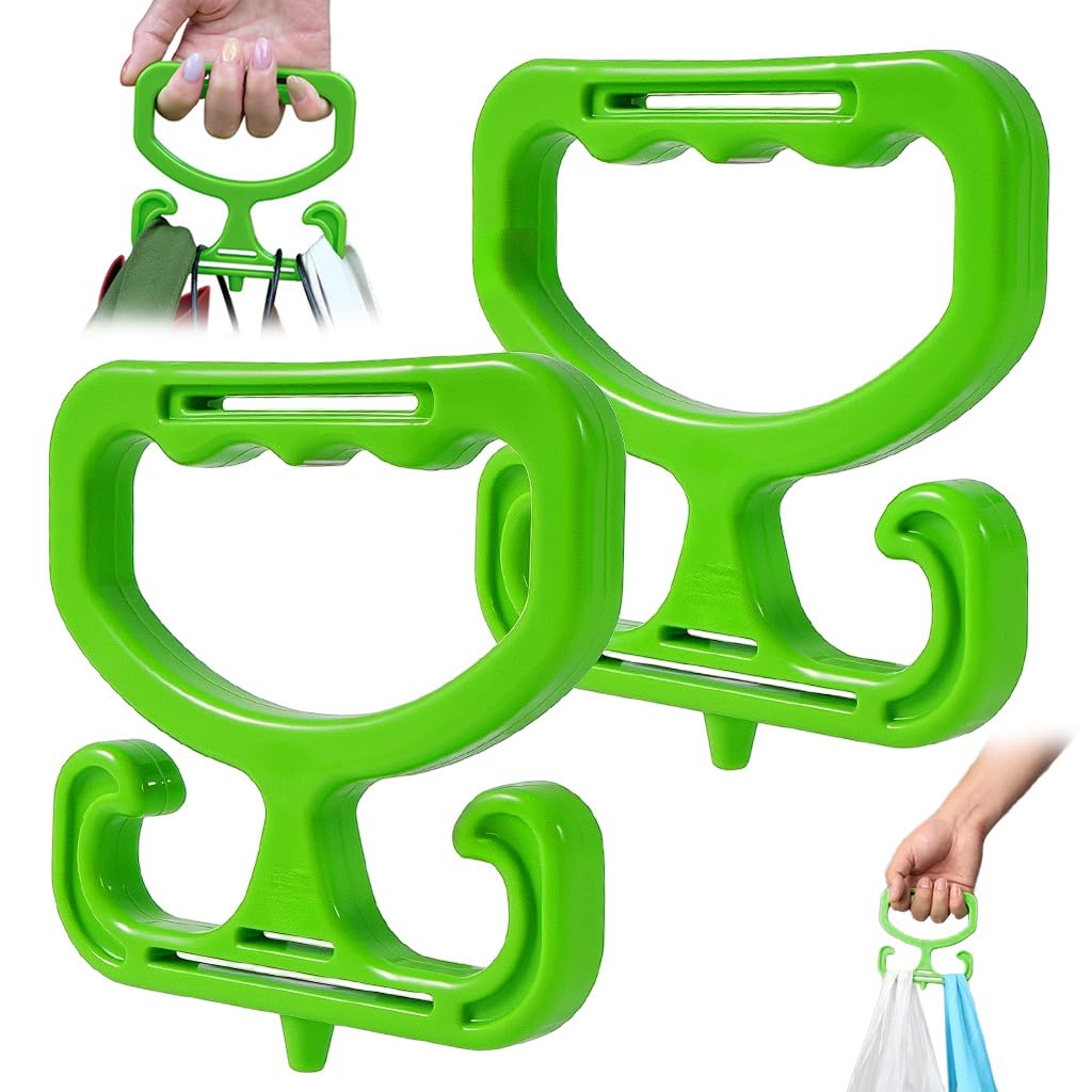 HASTHIP Bag Holders for Heavy Lifting with Dual Hooks and Ergonomic Handles | 2Pcs Green
