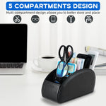 HASTHIP Desk Organizer for Living Room and Office featuring Open 5 Compartment PU Leather Design