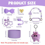 HASTHIP® Tumbler Cup Accessories Set for Stanley, 6Pcs Stylish Drinking Cup Accessories, Sweet Bow Beaded Cup Chain Handle, Bottom Sleeve Purple Bow Straw Charm, Straw Tip Cover, Cute Plush Charm