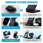 Magnetic Wireless Charger for iPhone 3 IN 1 Wireless Magentic Charger for iPhone, iWatch & Airpods Fashion Travel Folding Wireless Magentic Charger with Light