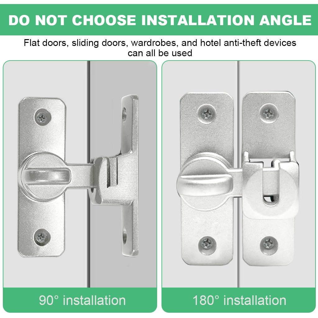 HASTHIP Door Latch for Gate Door and Cabinet featuring 90° 180° Design with Zinc Alloy Body | Silver